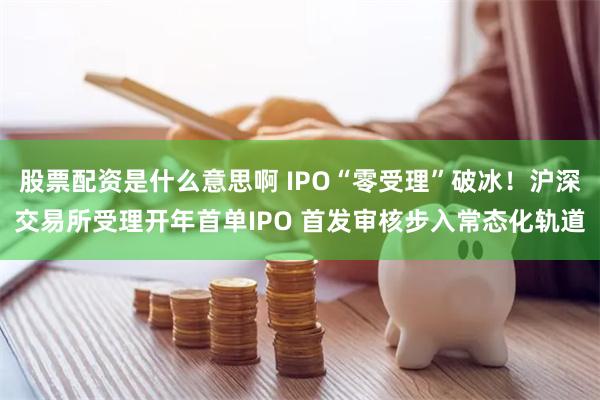 股票配资是什么意思啊 IPO“零受理”破冰！沪深交易所受理开年首单IPO 首发审核步入常态化轨道